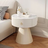 Table d'appoint moderne en marbre, style crème, meuble d'appoint multifonctionnel pour canapé, armoire de chevet avec tiroirs, écologique