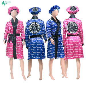 Logo personalizzato 7 maniche nero rosa blu colorato abito di raso pigiama di seta per la festa di notte di nozze gonna - Product Image 2