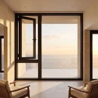 Value Price Energy Efficient Casement Window 6063-T5 Aluminum Thermal Break Tempered Glass Inward Tilt Home