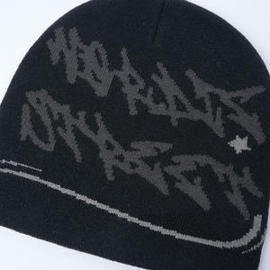 黑色定制印花徽标提花针织格子布 Y2K 风格 100% 腈纶 可调节肩带 高品质街头服饰 - Product Image 5