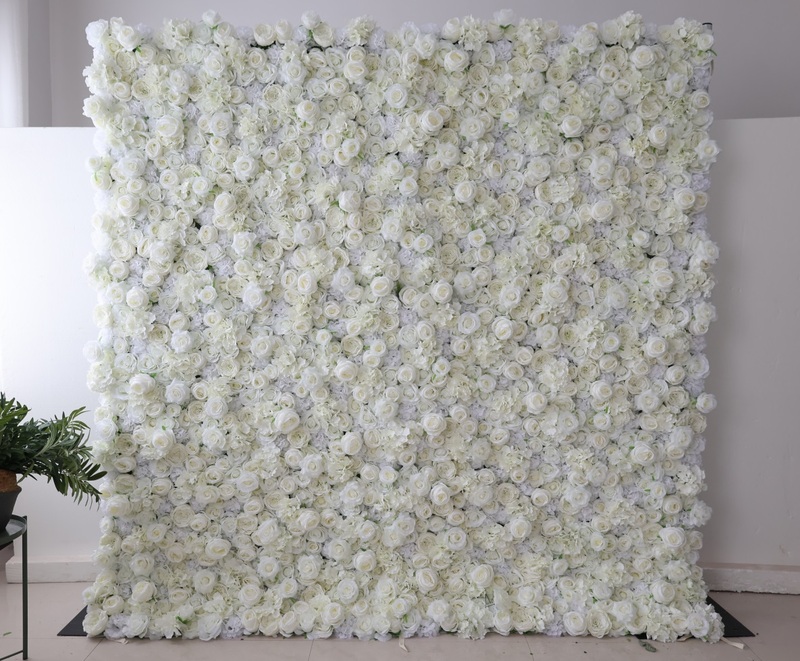 8 8ft Artificial White Flower Wall