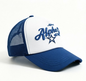 Casquette de camionneur en maille bleue et blanche brodée sur mesure pour hommes et femmes, casquette de baseball ajustable à fermeture snapback, casquette de protection - Product Image 3