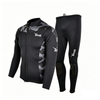 Combinaison de plongée en néoprène lisse à logo personnalisé en 2 pièces pour hommes, imperméable, écologique, haute élasticité, pour la pêche sous-marine