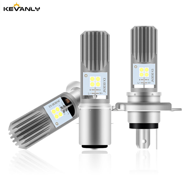 White BA20D P15D Motorcycle Front Head Light Bulb High/Low Beam H4 LED Headlight Bulbs 12-80V