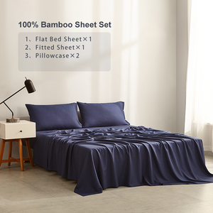 Bộ Ga Trải Giường <span class=keywords><strong>King</strong></span> Vải Tre 100% Dệt Gia Đình Bộ Ga Trải Giường Cỡ Queen - Product Image 2