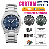 Jam Tangan Pria Mewah Stainless Steel Quartz Analog Kaca Gerakan MIYOTA Jepang Logo Kustom Jam Bisnis Produsen OEM
