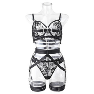 Set Lusso Reggiseno Push-up e Slip Ricamato in Pizzo Nero e Argento Deep Love <span class=keywords><strong>con</strong></span> Chiusura Posteriore Regolabile - Product Image 6