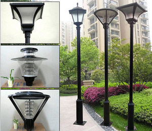 Farola de Jardín de Hierro para Exteriores con Pantalla de Vidrio LED, Luz Blanca Cálida de 2700K, IP66, Bombilla A19 No Desmontable, AC 220V, Sensor de Movimiento, Energía Solar - Product Image 3