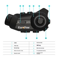Intercom pour casque de moto S3 Plus avec nouvelle autonomie de batterie longue durée, caméra HD 2K et partage de musique
