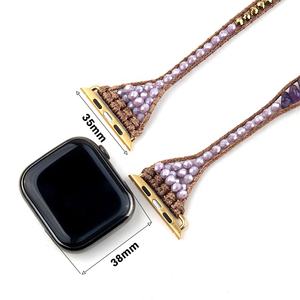 <span class=keywords><strong>Bracelet</strong></span> de montre Boho perlé fait à la main pour femmes, mélange de pierres naturelles de 4mm, améthyste, gravier, charme, 5 brins, cadeau - Product Image 2