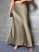 Nouvelle Collection 2026 – Jupes Midi Femme en Satin Noir Uni, Taille Haute, Respirantes, Décontractées et Élégantes pour le Printemps