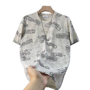 Camiseta Casual de Verano para Hombre Chao <span class=keywords><strong>Lun</strong></span> Bu, Manga Corta, Mezcla de Algodón, Corte Holgado, Estampado Tie-Dye con Letras - Product Image 4