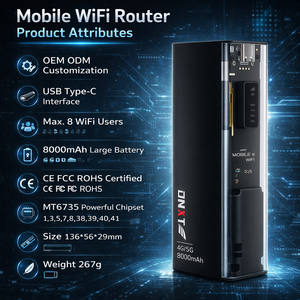 Routeur Wifi portable DNXT Routeur 4g avec <span class=keywords><strong>carte</strong></span> SIM Routeur Wifi <span class=keywords><strong>de</strong></span> poche Mini routeur 3g 4g 8000mAh 2.4G&5.8G pour utilisation en extérieur - Product Image 2