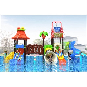 Gran Parque Acuático comunitario, parque infantil, enorme almohadilla para salpicaduras, palmera, juego, toboganes de diversión - Product Image 4