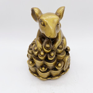 Regalo di compleanno all'ingrosso feng shui zodiaco rame bronzo ottone ratto statua per buona fortuna - Product Image 3