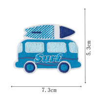 Patch brodé en tissu polyester-coton pour vêtements, motif Fille de la plage en vacances, surfiste, avec nœud et design coquillage-poulpe