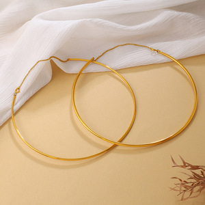 C Shaped Adjustable Gold <b>Bracelet</b> Choker <b>Set</b> Stainless Steel Minimalist Jewelry Unisex Fashion Accessory - Product Image 2