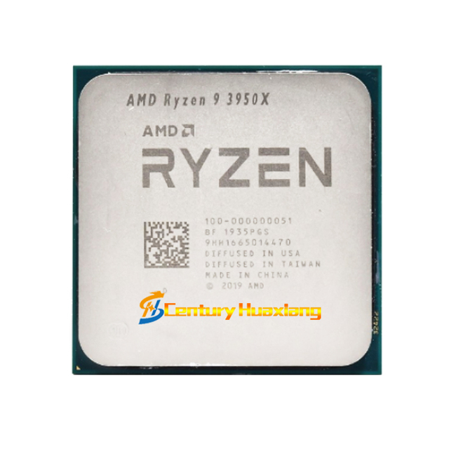 AMD 105W 16 Core Socket AM4 R9 3950X Tray and Box CPU AMD Processor