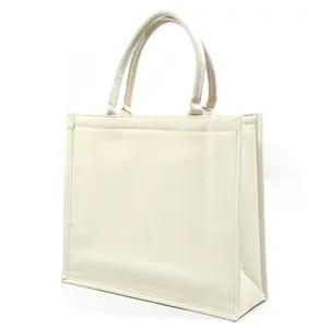 NEW Foldable thick canvas cotton eco friendly shopping tote bag heavy duty natural canvas tote bag With cotton cord handle