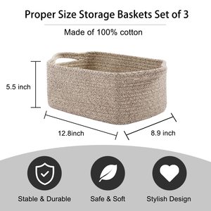 Keranjang Dekoratif Kain Tenun Persegi Panjang dengan Pegangan untuk Penyimpanan Rumah atau Pengorganisasian Set Hadiah - Product Image 2