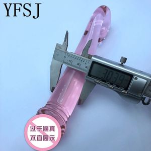 YFSJ Transparante Eco-vriendelijke Borosilicaat Glazen <span class=keywords><strong>Dildo</strong></span> & Anale Butt Plug met Kraaltjes Roze Model FZ13B Maat 190x36mm voor Vrouwen - Product Image 5