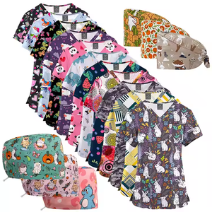 ชุดสครับพิมพ์ลายยูนิเซ็กซ์ชุดผ้ายืดหยุ่นสองชิ้นชุดคลินิกทันตกรรมระบายอากาศได้ดีสำหรับโรงพยาบาล - Product Image 3