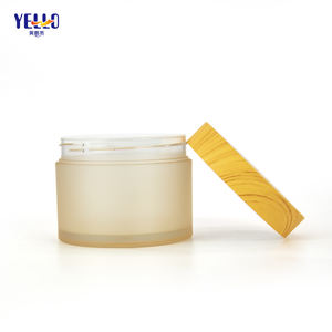 Pot à crème en PETG givré à paroi épaisse pour cosmétiques avec impression en grain de bois et bouchon à vis - Product Image 4