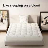 Bambus-Bettmatte Queen-Size Kühlende Gestrickte Schlichte Matratzenauflage Tiefe Passform OKo-TEX 100 Zertifiziert 300 TC Fadenzahl
