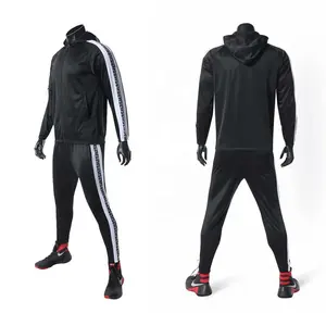 Toptan sublime baskı siyah polyester triko eşofman, eşofman, spor takım elbise erkekler için başlık ile