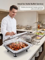 Plateau chauffant en acier inoxydable argenté 6L avec couvercle et support pour buffet d'hôtel et traiteur, à vapeur et à température contrôlée