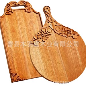 Tabla de cortar reversible de madera redonda con asa para cocina, comedor, preparación de frutas y verduras - Product Image 5