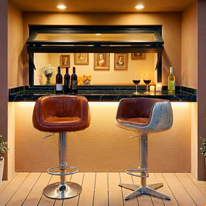Hot Selling Aviation <strong>bar</strong> Chair Swivel Loft Industrial Aluminium <strong>Bar</strong> <strong>Stool</strong> Adjustable Lifting Luxury <strong>Leather</strong> for Club Chair - Product Image 5