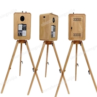 Portable Debout Rétro Surface Pro Double Face Shell Dslr Vintage Ipad Photomaton En Bois Machine Avec Appareil Photo et Imprimante
