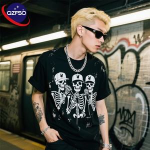 Venta al por mayor de alta calidad 100% algodón 230G impresión enzima lavado gota hombro peso pesado Hip Hop de gran tamaño personalizado Unisex hombres camiseta - Product Image 1