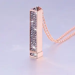 Colar retrátil DIY para presente de Dia dos Namorados, colar com nome gravável, dia das mães, Dia de Ação de Graças, cheio de diamantes, incrustado