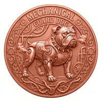 Pièce de collection 1 oz .999 en cuivre fin, motif Chien de garde mécanique hydraulique, style Steampunk, Médaille commémorative, Art cybernetique, Cadeau pour homme