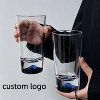 Verre à whisky personnalisé avec logo, style japonais, base montagne, verre à eau transparent à fond épais, modèle Mt.Fuji