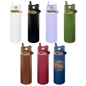 Double Wall Stainless Steel Leak Proof Metal Portable 20oz Mirror Copper Plated Water <b>Bottle</b> with 2-in-1 Flip Top Lid for Travel - Product Image 1