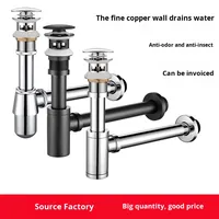 Siphon bouteille en laiton pour lavabo de salle de bain, siphon de vidage rond 1 1/4 "