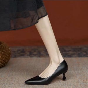 Y nero <span class=keywords><strong>Beige</strong></span> 3-5cm tacchi bassi a spillo per <span class=keywords><strong>donna</strong></span> pump <span class=keywords><strong>scarpe</strong></span> a punta per ufficio - Product Image 4