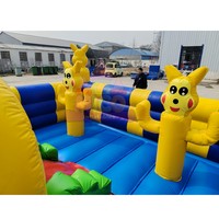 Aire de jeux gonflable sur le thème du chat de dessin animé, mascotte colorée, château gonflable pour les fêtes d'enfants, location pour parcs commerciaux