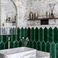Brique de changement de four en forme de flèche vert foncé faite à la main pour un design moderne pour hôtels restaurants cuisines salles de bains bars