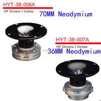 Tweeter de voiture personnalisé de 1,5 pouce avec aimant néodyme, 80W RMS, goulot de 24mm et bobine de 38mm pour modification audio automobile