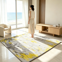 Grey Blue Watercolor Art Pattern Stain Resistant Bedroom Floor Rug