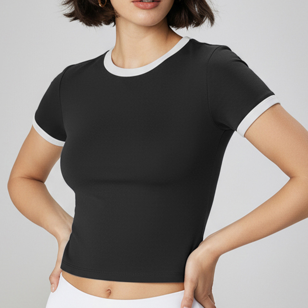 Hot Sell Women Crop Top Workout Fitness Clothing Yoga Sports T Shirts Sportswear Activewear Tee Shirts Gym Clothes Tshirts