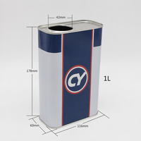 Bidon métallique carré de 1L, bidon rectangulaire personnalisé imprimé avec bouchon à vis en plastique pour peinture automobile et lubrifiant d'usine