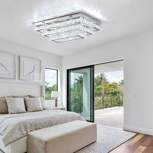 20.07 ''trong nhà K9 pha lê <span class=keywords><strong>LED</strong></span> vuông trần ánh sáng lịch thi đấu 3-Tier hình chữ nhật tuôn ra gắn đèn chùm mát trắng chuyển đổi - Product Image 2