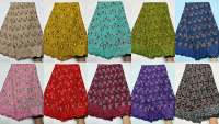 Twill de coton pour dentelle voile, broderie florale turquoise, strass thermocollants, 5 yards, pour robes de mariée nigérianes, jupes, textiles de maison