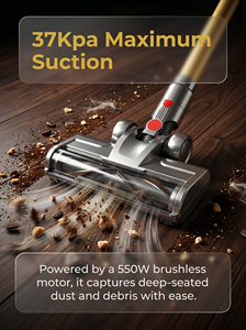 Cordless Stick <b>Vacuum</b> Cleaner 550W Brushless Motor 37Kpa Suction 1.2L Dust Cup HEPA Filter for Wood Floor Household Use - Product Image 2