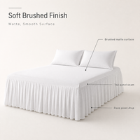 Jupe de lit plissée anti-poussière pour chambre d'hôtel et chambre à coucher, en tissu brossé, avec housse ajustée